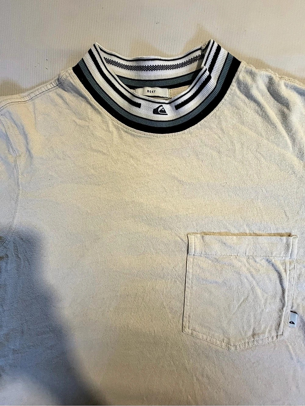 Quiksilver Boxy Striped Pocket Tee Size XS